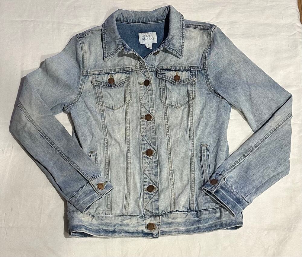 MARKET & SPRUCE Denim Button Up Jean Jacket Womens XS Blue stretch western chic
